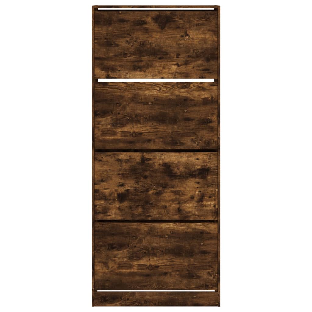 Schoenenkast met 4 klaplades 80x34x187,5 cm gerookt eikenkleur