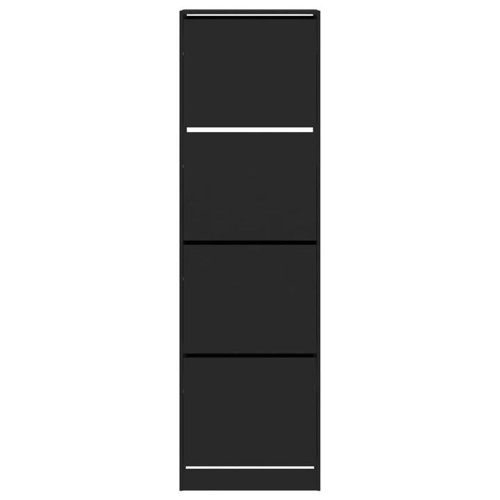 Schoenenkast met 4 klaplades 60x42x204 cm zwart