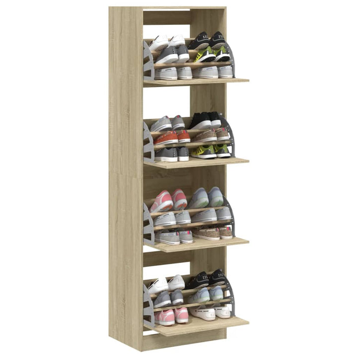 Schoenenkast met 4 klaplades 60x42x204 cm sonoma eikenkleurig