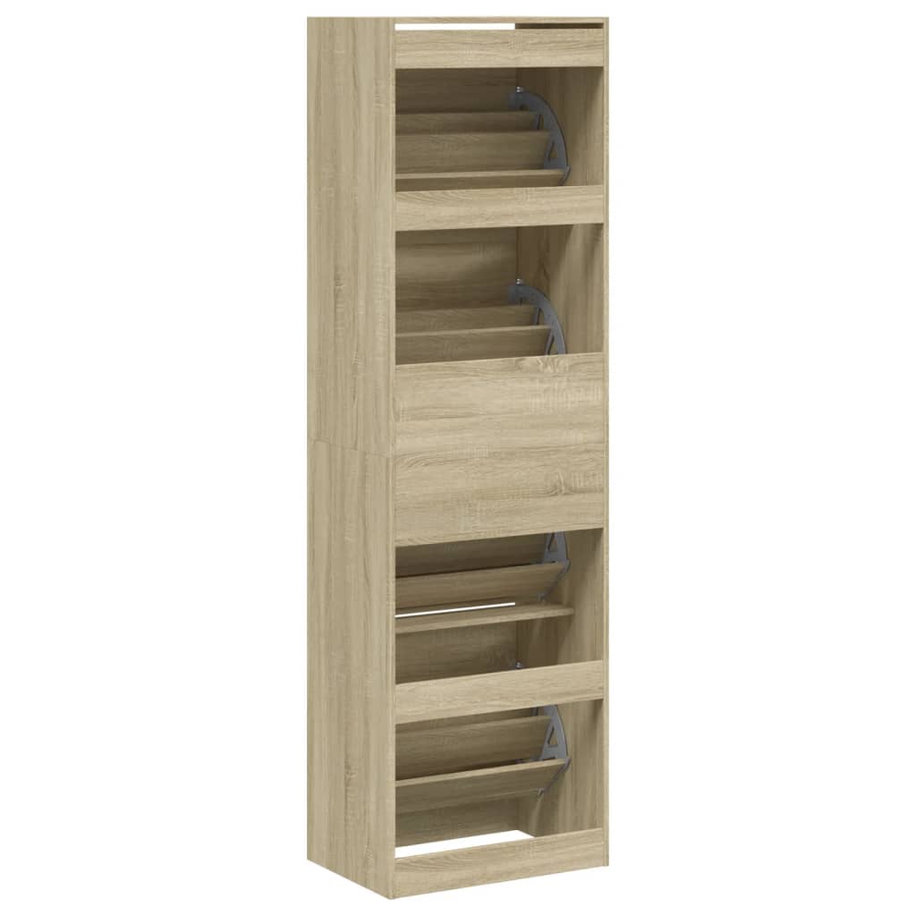 Schoenenkast met 4 klaplades 60x42x204 cm sonoma eikenkleurig