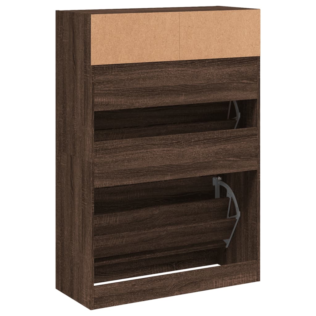 Schoenenkast met 2 klaplades 80x34x116 cm bruineikenkleurig