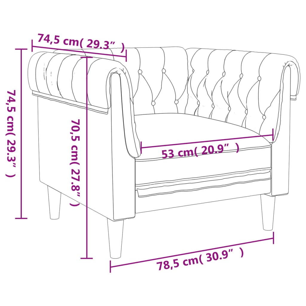 Fauteuil Chesterfield-stijl stof donkergrijs