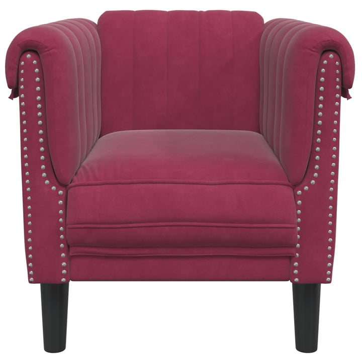 Fauteuil fluweel wijnrood