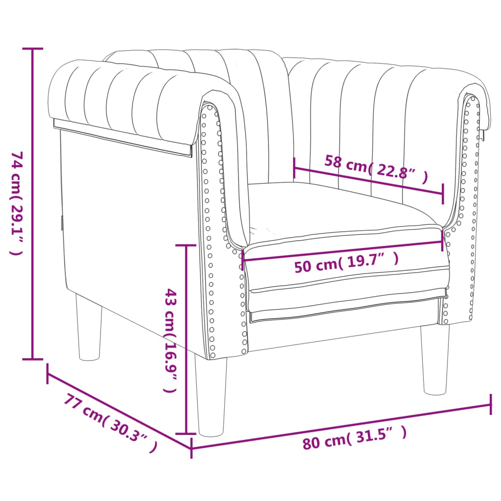 Fauteuil fluweel wijnrood