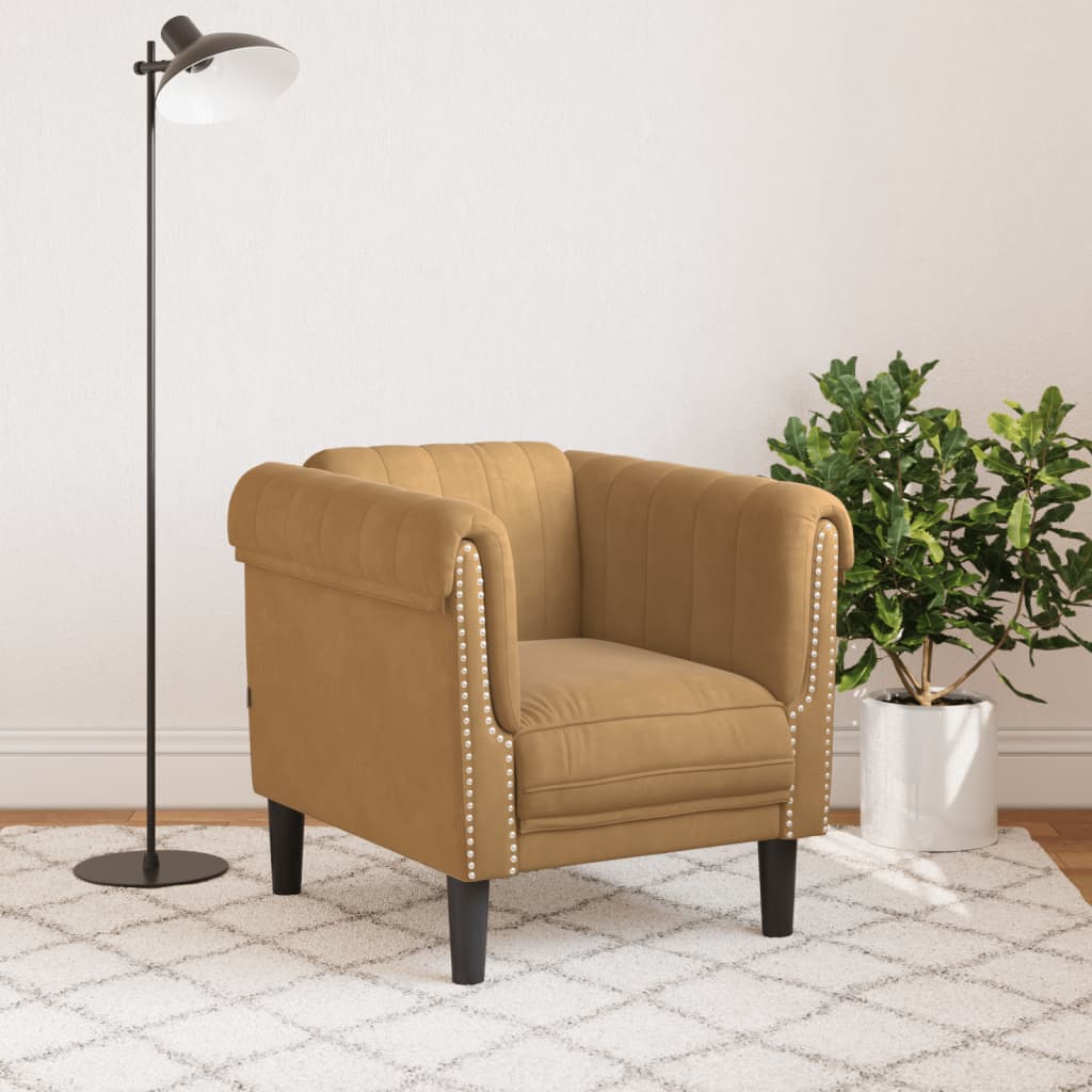 Fauteuil fluweel bruin