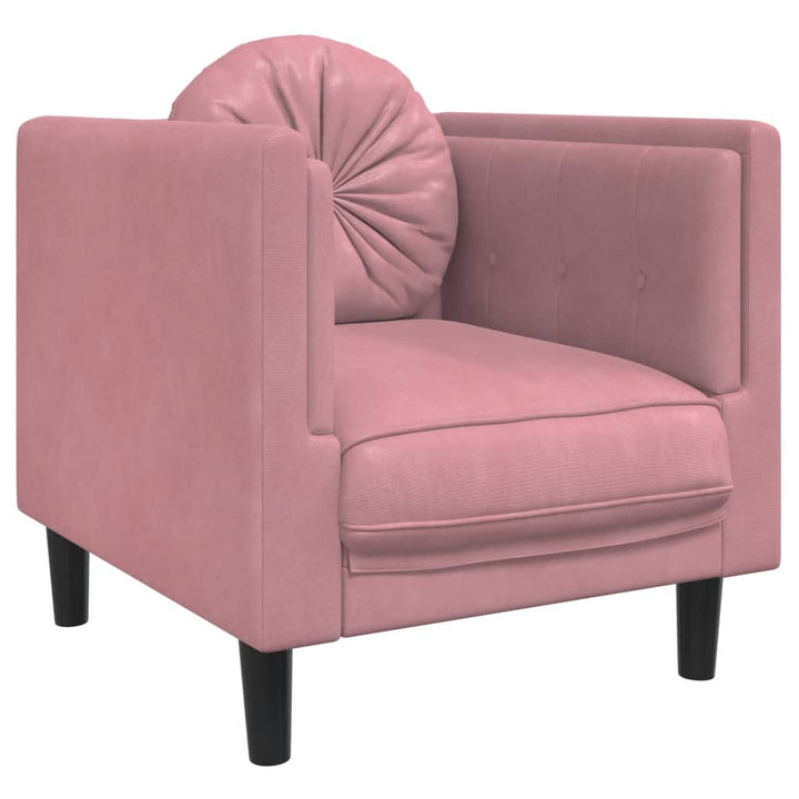 Fauteuil met kussen fluweel roze