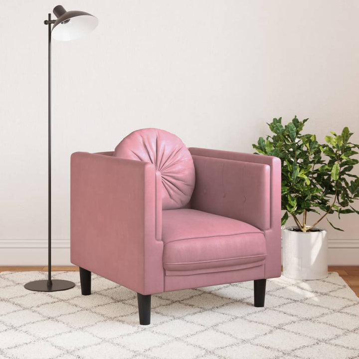 Fauteuil met kussen fluweel roze