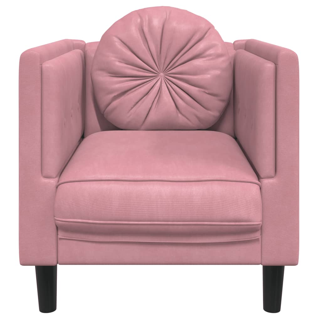 Fauteuil met kussen fluweel roze