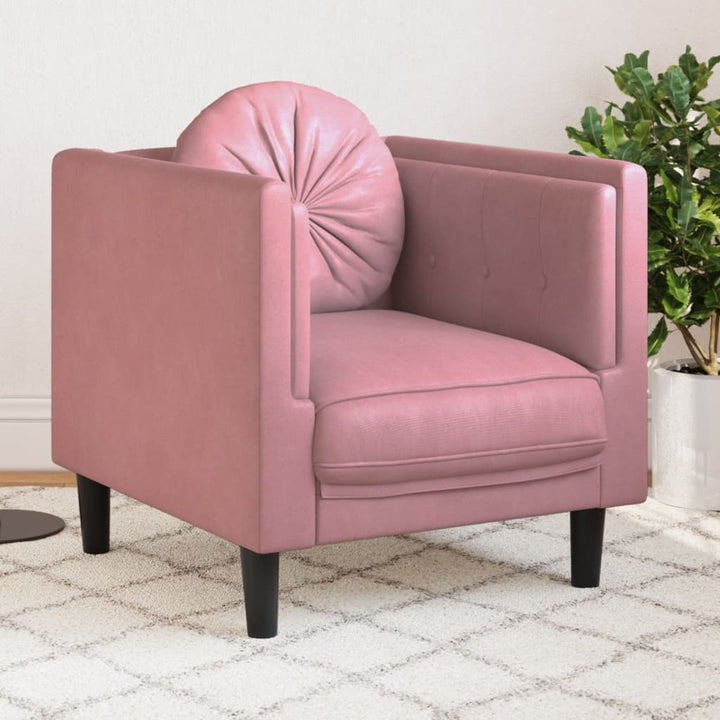 Fauteuil met kussen fluweel roze