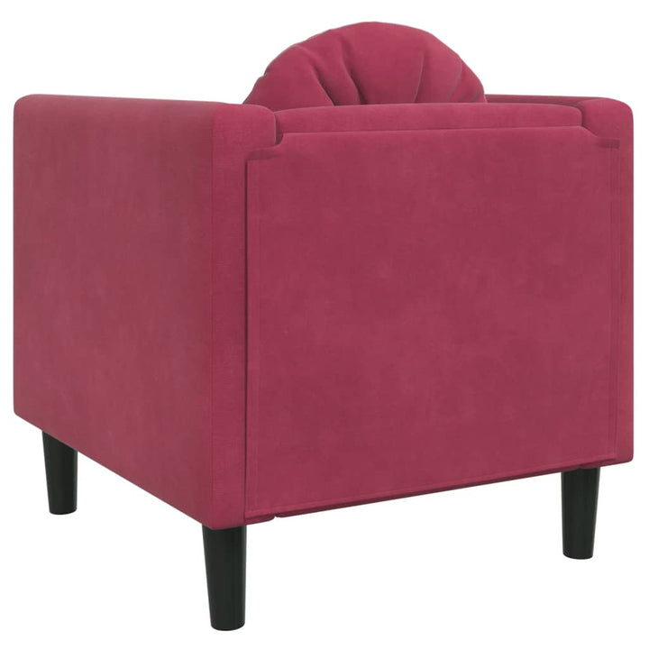 Fauteuil met kussen fluweel wijnrood