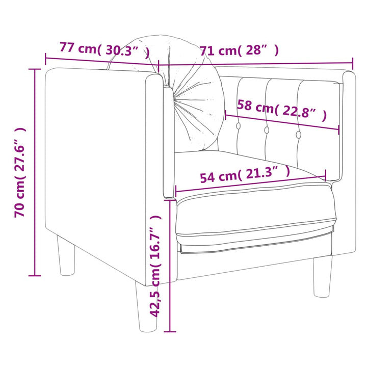 Fauteuil met kussen fluweel wijnrood