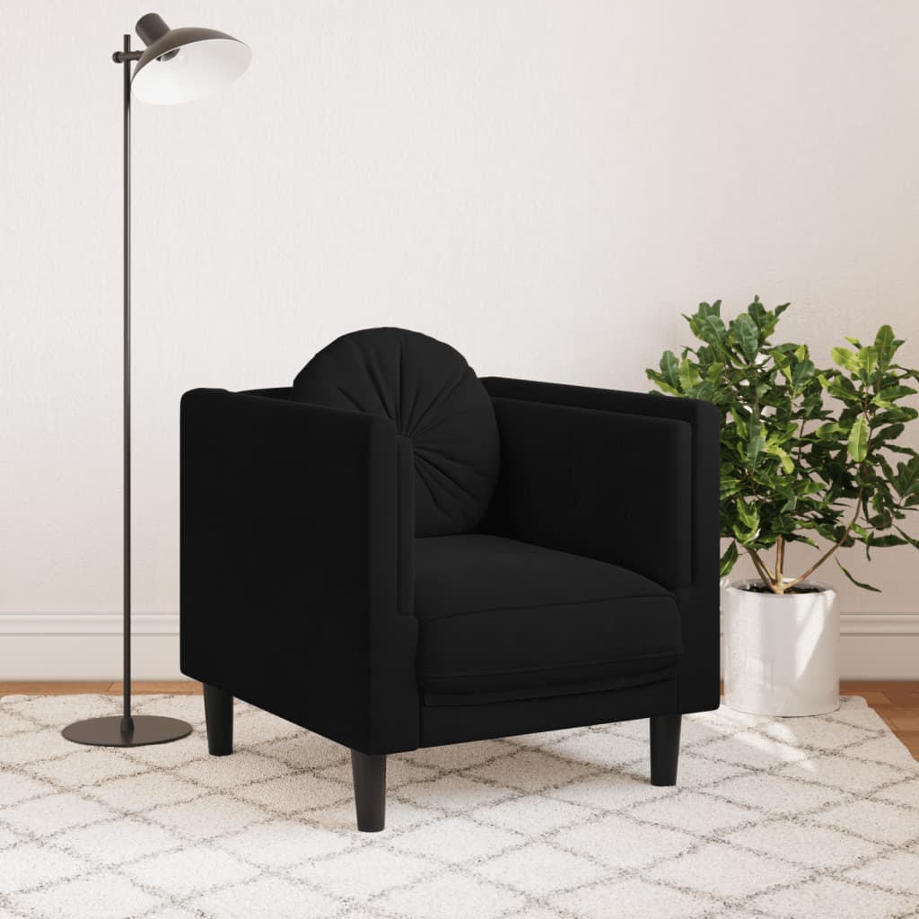 Fauteuil met kussen fluweel zwart