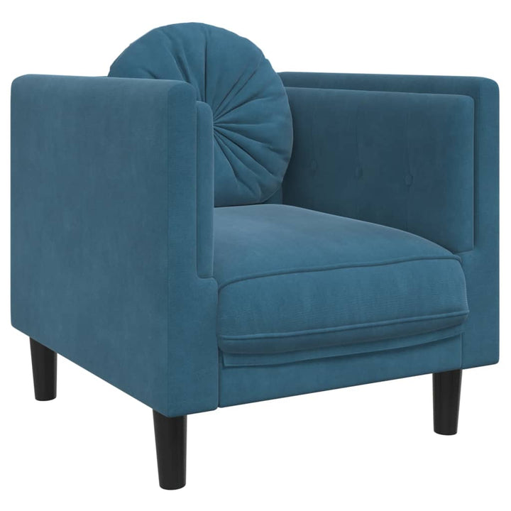 Fauteuil met kussen fluweel blauw