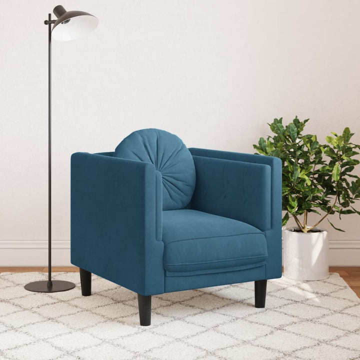 Fauteuil met kussen fluweel blauw