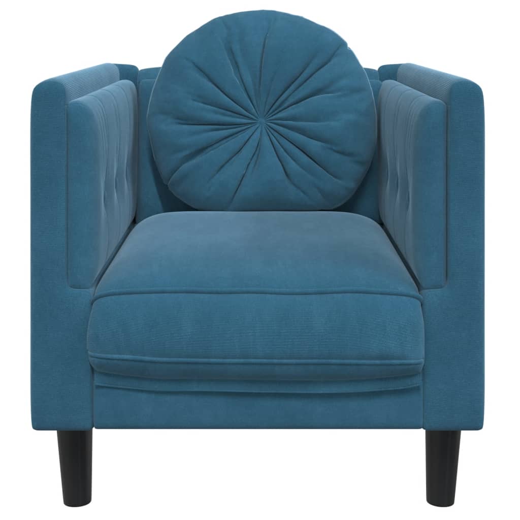 Fauteuil met kussen fluweel blauw