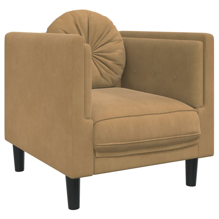 Fauteuil met kussen fluweel bruin