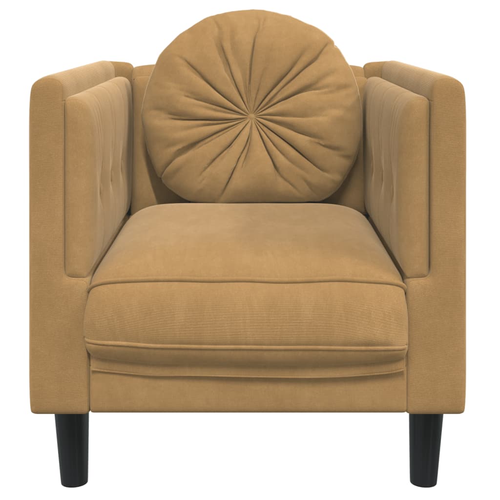 Fauteuil met kussen fluweel bruin