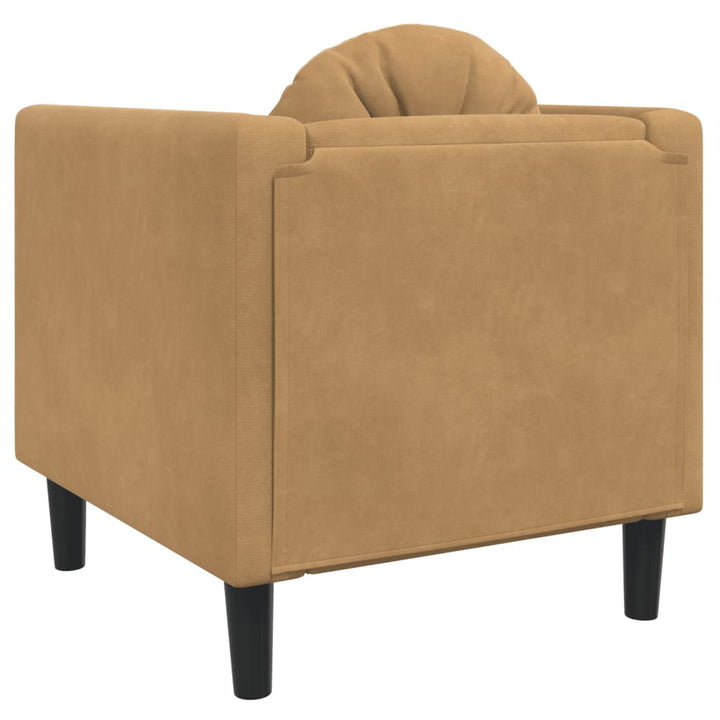 Fauteuil met kussen fluweel bruin