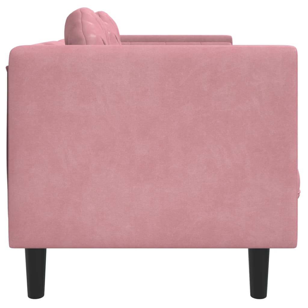 Bank met kussens 2-zits fluweel roze