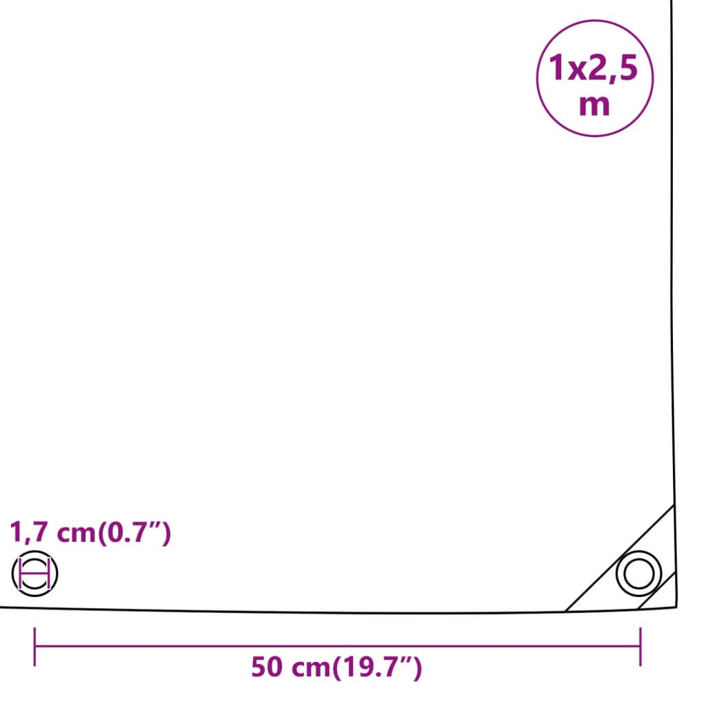 Dekzeil 600 g/m² 1x2,5 m grijs