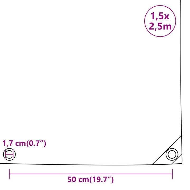 Dekzeil 650 g/m² 1,5x2,5 m grijs