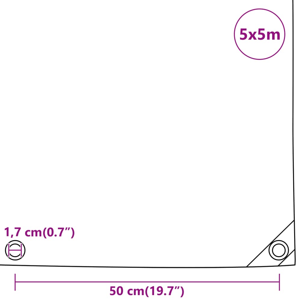 Dekzeil 600 g/m² 5x5 m groen