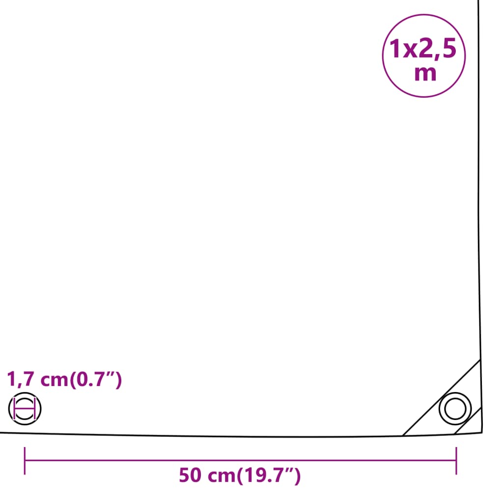 Dekzeil 600 g/m² 1x2,5 m wit