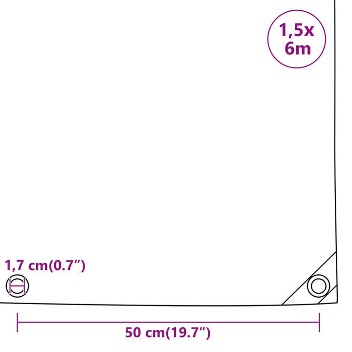 Dekzeil 650 g/m² 1,5x6 m antracietkleurig