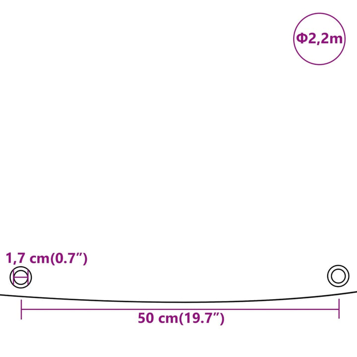 Dekzeil 600 g/m² ø 2,2 m grijs