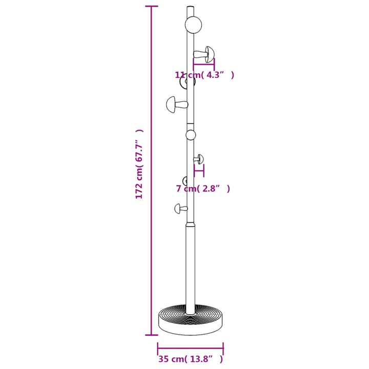 Kapstok 172 cm gepoedercoat ijzer wit