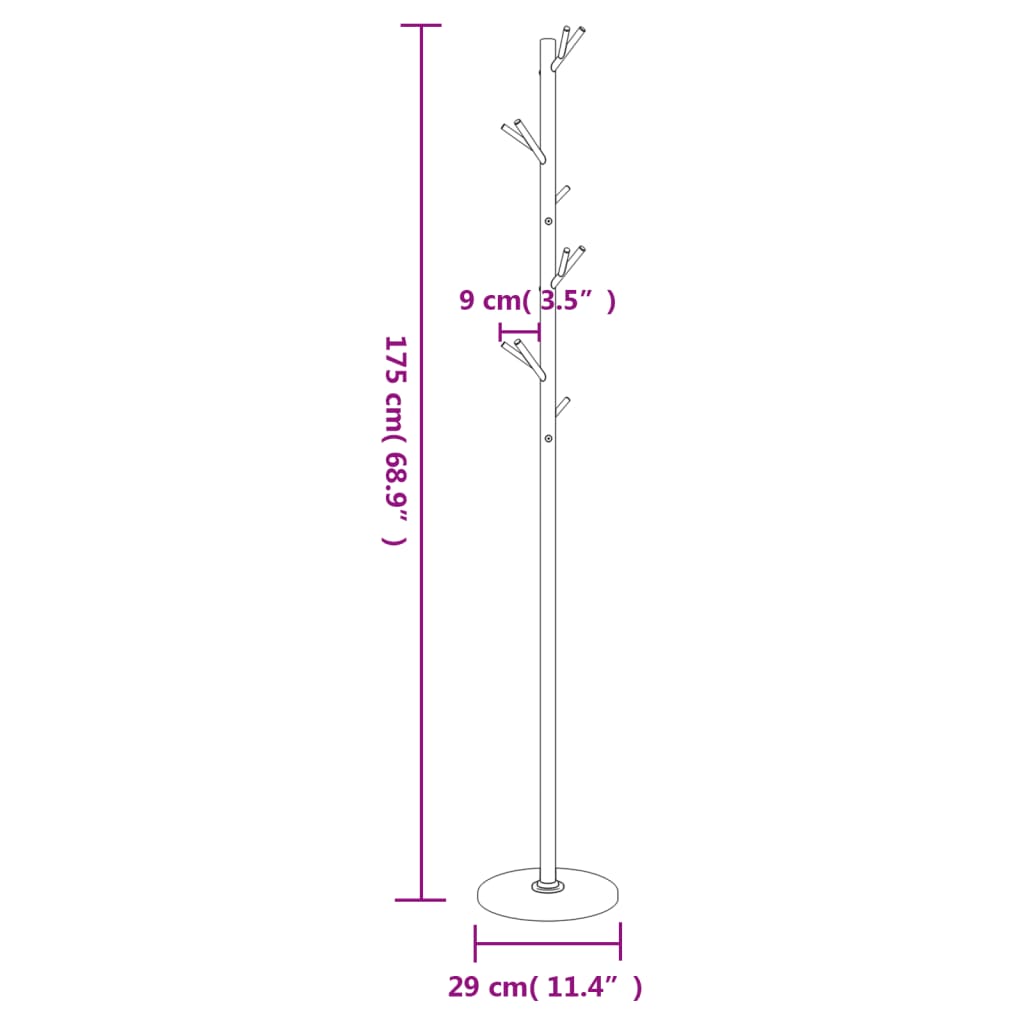 Kapstok 175 cm gepoedercoat ijzer wit