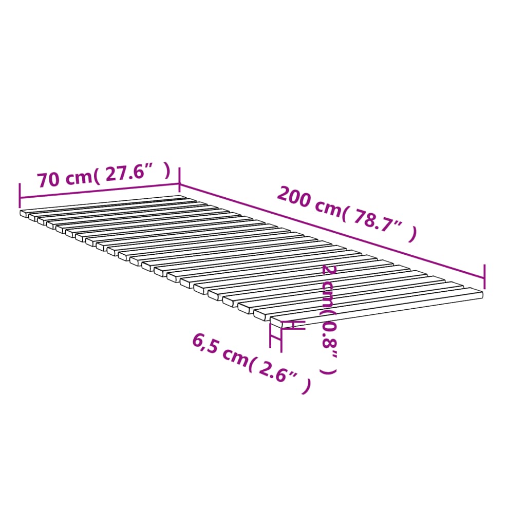 Lattenbodem 70x200 cm massief grenenhout