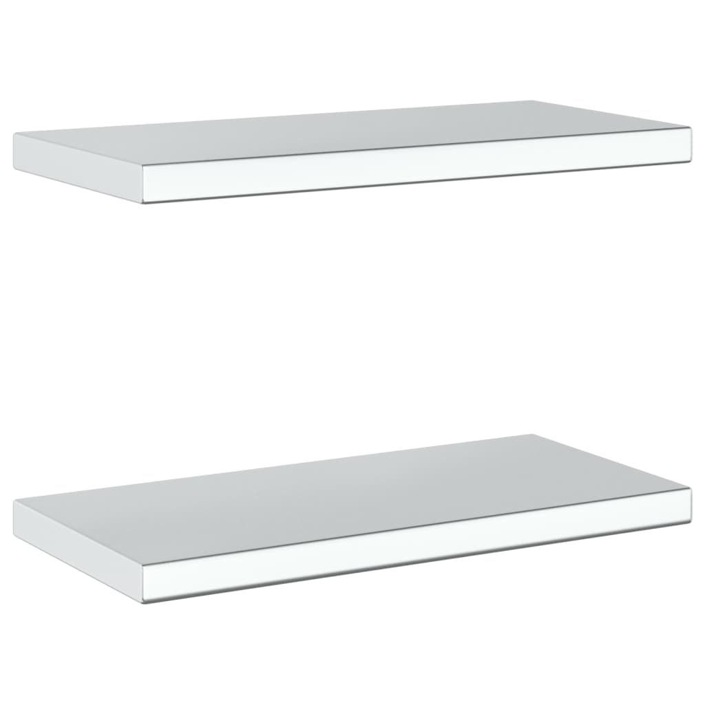 Wandschappen 2 st 50x23,5x3 cm roestvrijstaal zilverkleurig