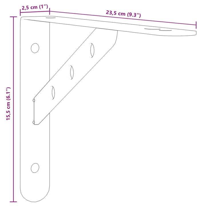 Plankdragers 4 st 23,5x2,5x15,5 cm roestvrijstaal zilverkleurig