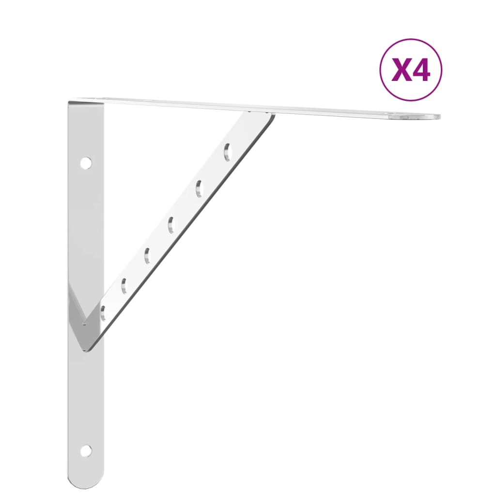 Plankdragers 4 st 40x2,5x25 cm roestvrijstaal zilverkleurig