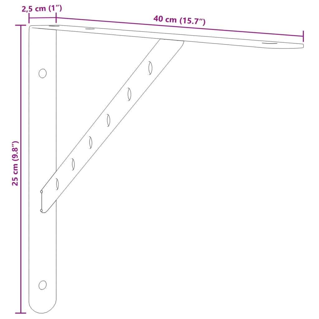 Plankdragers 4 st 40x2,5x25 cm roestvrijstaal zilverkleurig