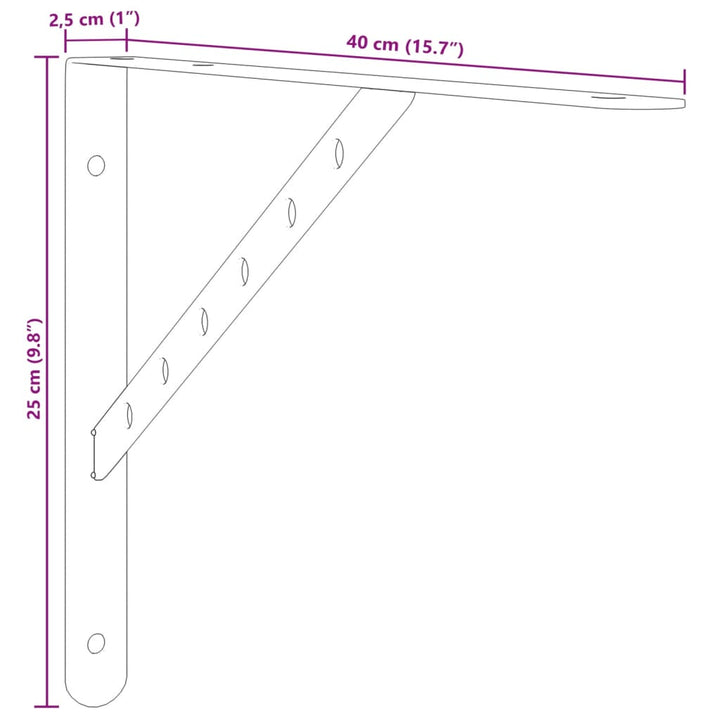 Plankdragers 4 st 40x2,5x25 cm roestvrijstaal zilverkleurig