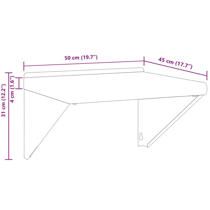 Plankdragers 4 st 23,5x2,5x15,5 cm roestvrijstaal zwart