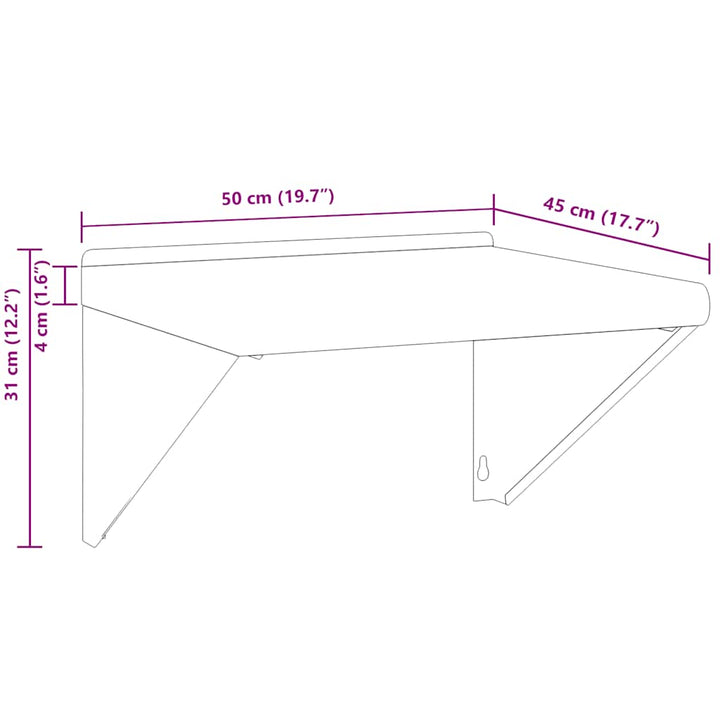 Plankdragers 4 st 23,5x2,5x15,5 cm roestvrijstaal zwart