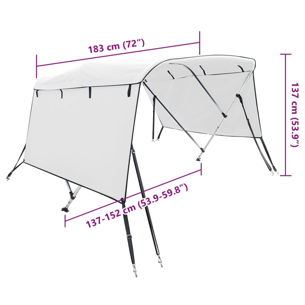 Biminitop 3 bogen met zijwanden 183x(137-152)x137 cm