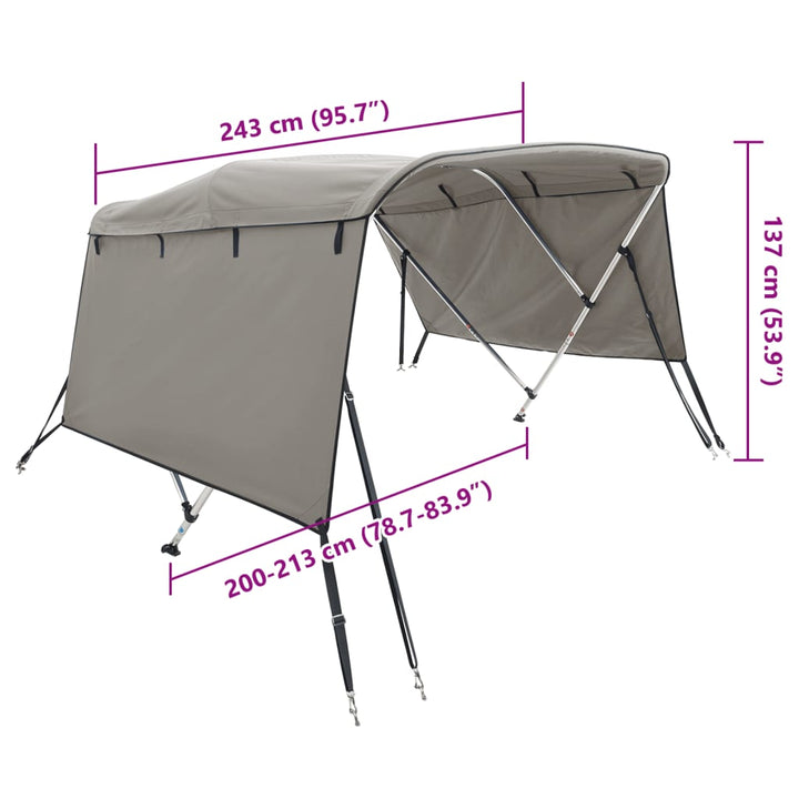 Biminitop 4 bogen met zijwanden 243x(200-213)x137 cm