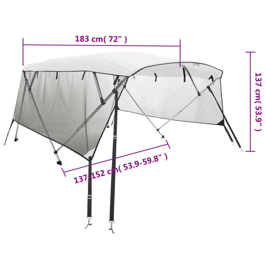 Biminitop 3 bogen met mesh zijwanden 183x(137-152)x137 cm