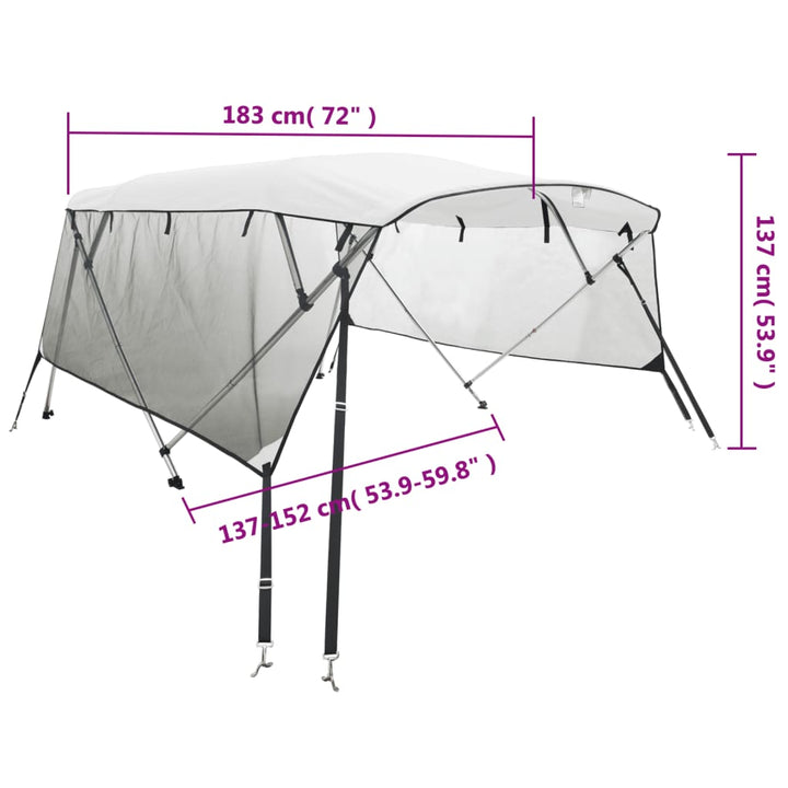 Biminitop 3 bogen met mesh zijwanden 183x(137-152)x137 cm