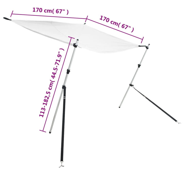 Schaduwdoek T-top 170x170x(113-182,5) cm wit