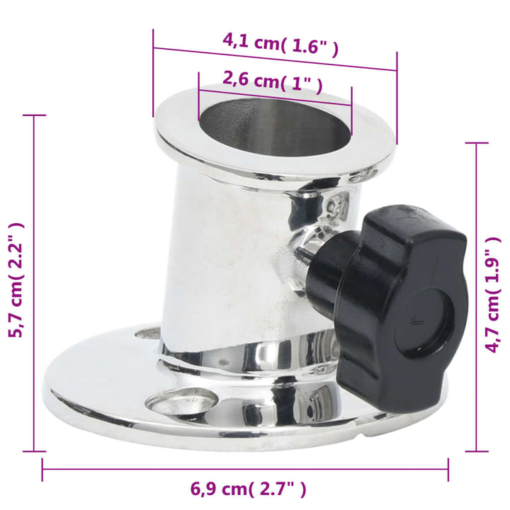 Biminibasis2 st voor 26 mm buis rond roestvrij staal