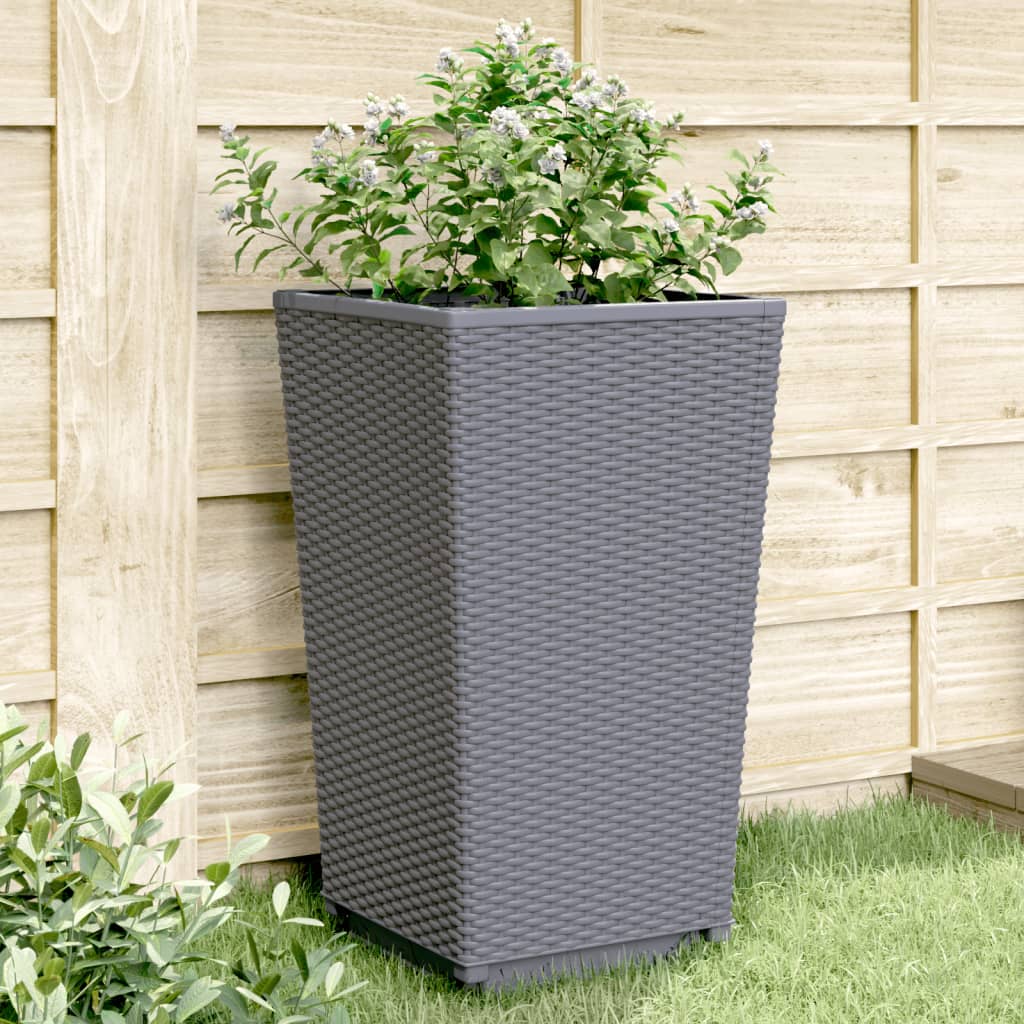 Plantenbakken 2 st 32,5x32,5x57 cm polypropeen grijs