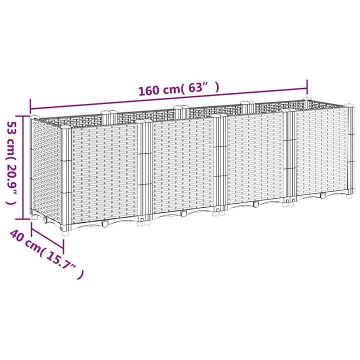 Plantenbak 160x40x53 cm polypropeen lichtgrijs