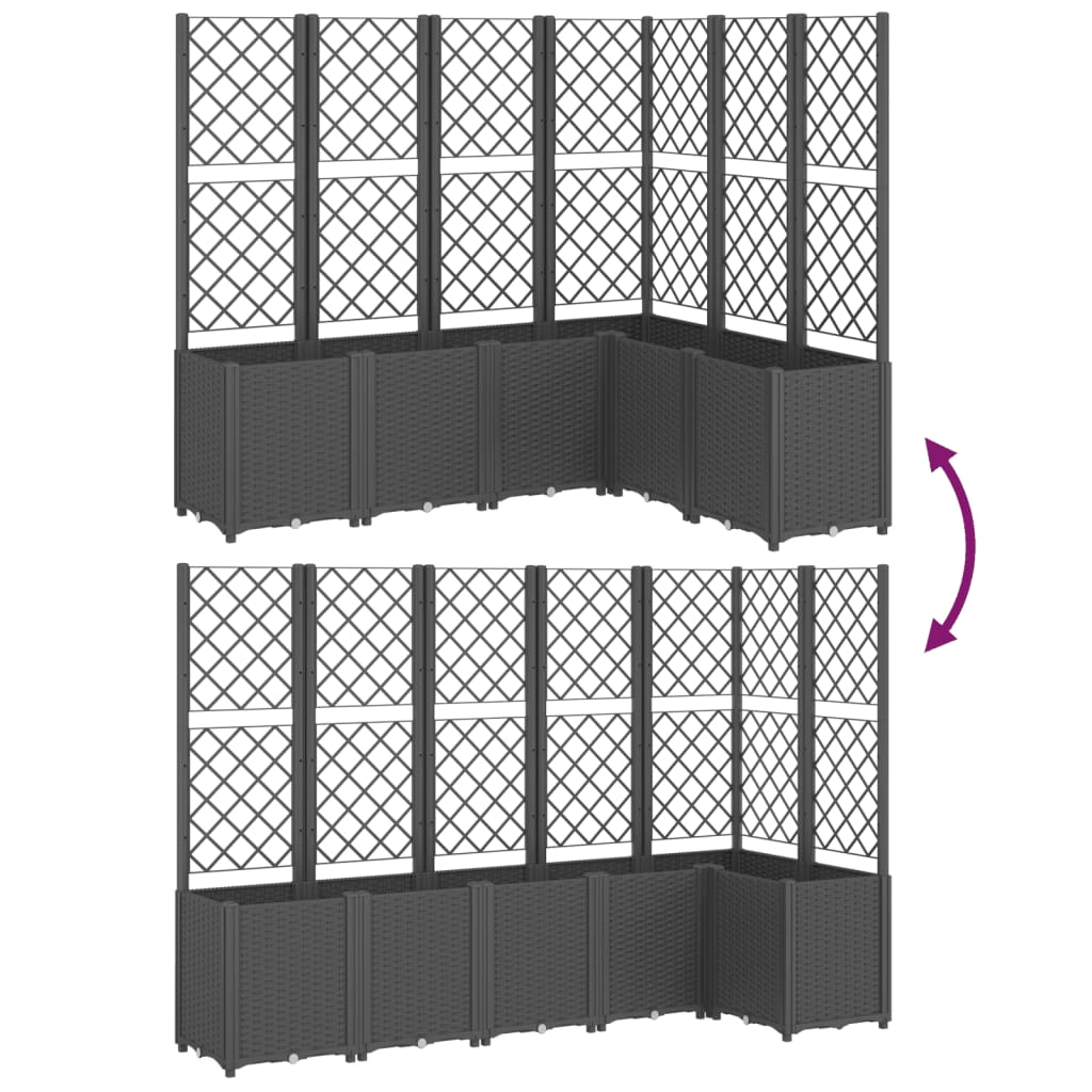 Plantenbak met latwerk 160x120x140 cm polypropeen zwart