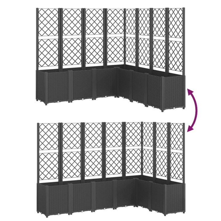 Plantenbak met latwerk 160x160x140 cm polypropeen zwart