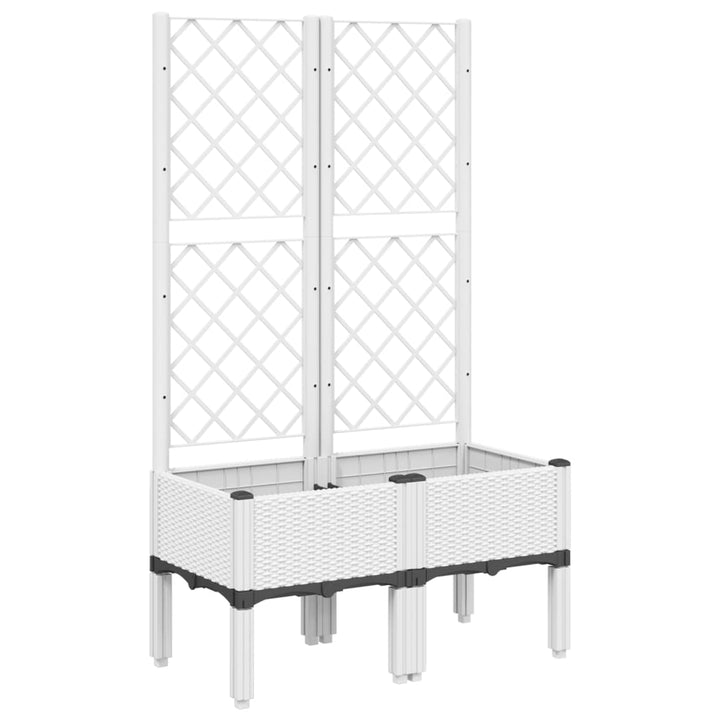 Plantenbak met latwerk 80x40x142 cm polypropeen wit